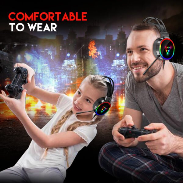 7.1 USB gaming headset, RGB gaming headphone with dual headband,long microphone G607 - Image 2