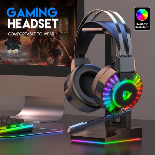 5.1 USB gaming headset, RGB gaming headphone with dual headband,long microphone G605 - Image 9