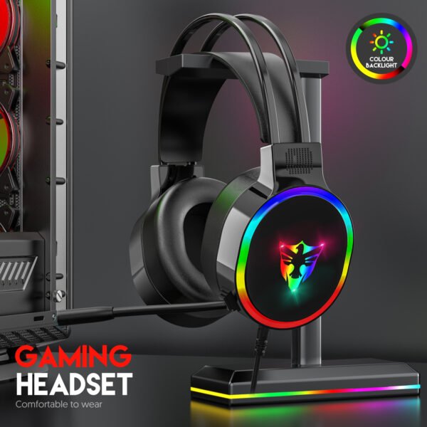 7.1 USB gaming headset, RGB gaming headphone with dual headband,long microphone G607 - Image 3