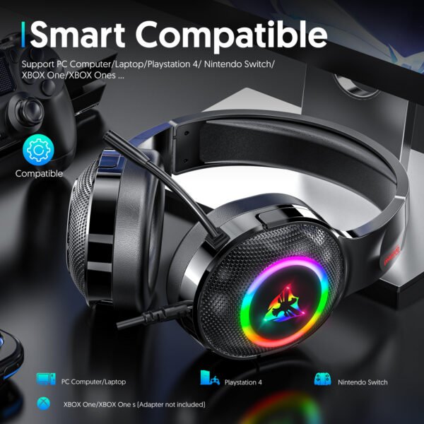 7.1 USB gaming headset, RGB gaming headphone with long microphone G805 - Image 2