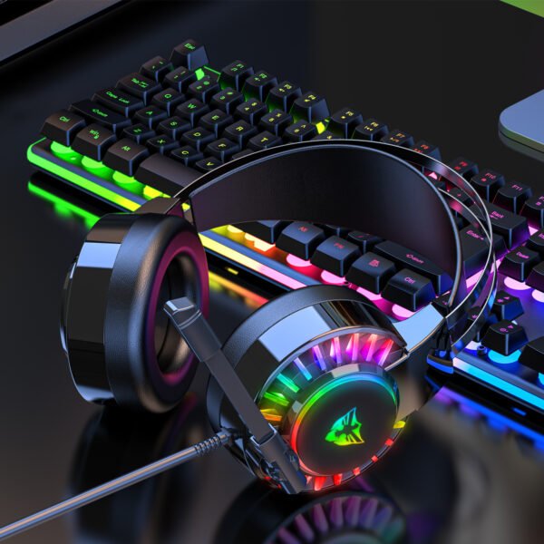 5.1 USB gaming headset, RGB gaming headphone with dual headband,long microphone G605 - Image 8