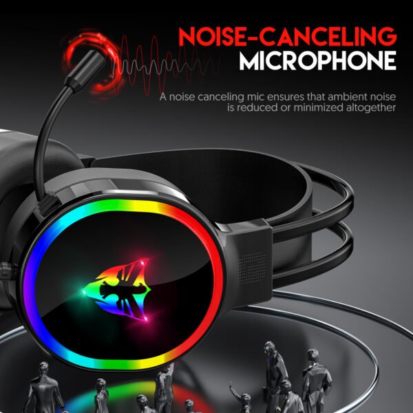 7.1 USB gaming headset, RGB gaming headphone with dual headband,long microphone G607 - Image 4