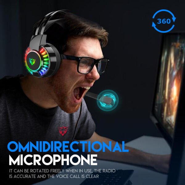 5.1 USB gaming headset, RGB gaming headphone with dual headband,long microphone G605 - Image 6