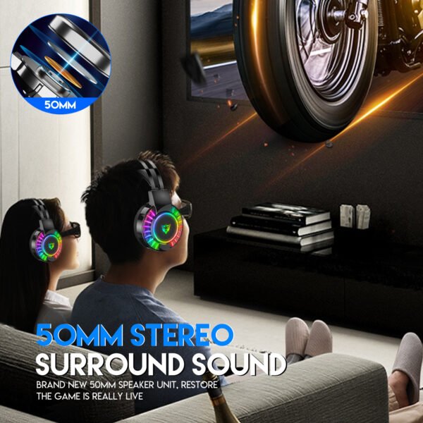 5.1 USB gaming headset, RGB gaming headphone with dual headband,long microphone G605 - Image 5