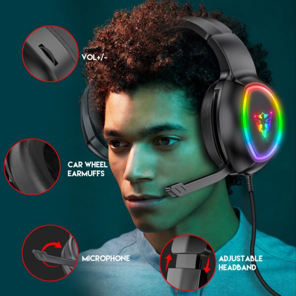 5.1 USB gaming headphones for laptop 50mm drivers omni directional mic bass surround sound G502 - Image 6