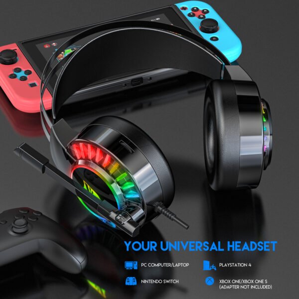 5.1 USB gaming headset, RGB gaming headphone with dual headband,long microphone G605 - Image 4