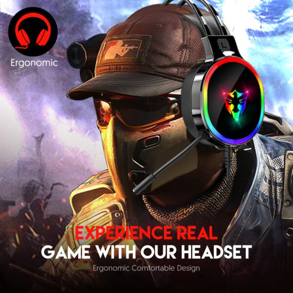 7.1 USB gaming headset, RGB gaming headphone with dual headband,long microphone G607 - Image 8